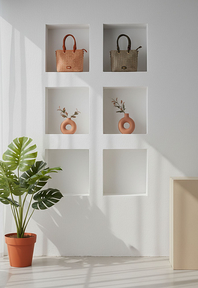 Bolso cubo rafia trenzada