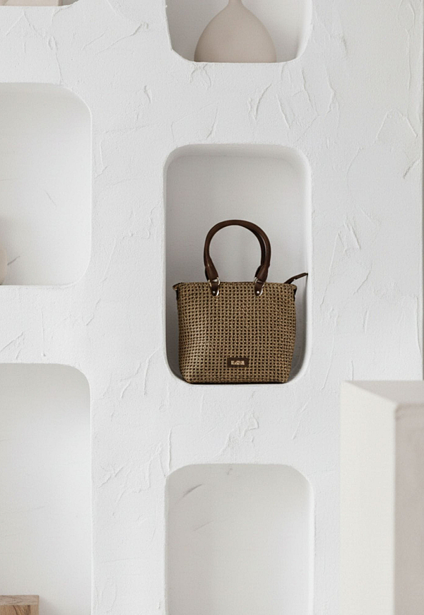 Bolso cubo rafia trenzada - 5946