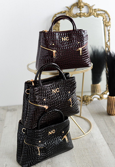 Bolso tote coco charol cremalleras