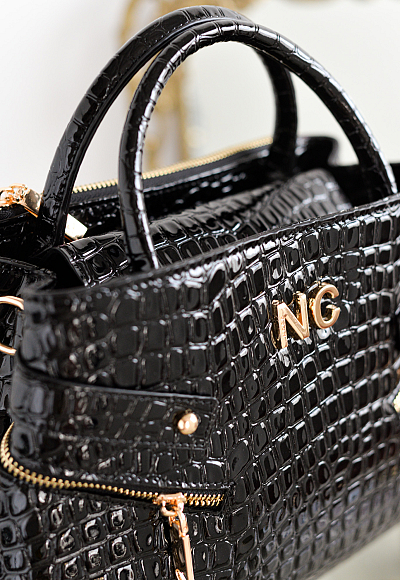 Bolso tote coco charol cremalleras
