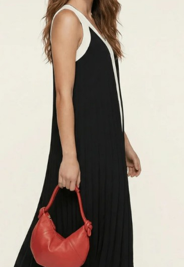 Vestido negro tirantes con corte contraste - 5988